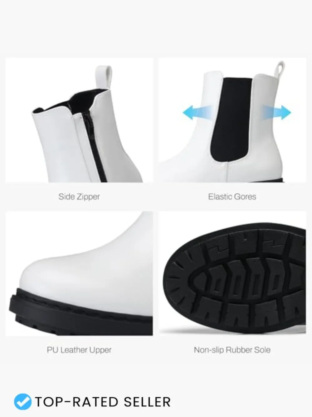 Chunky Heel Chelsea Boots Slip on Platform Ankle Booties Lug Sole Side Zip